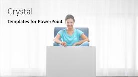  Presentation with advertising - Audience pleasing slide deck consisting of young-woman-with-blank-advertising backdrop and a white colored foreground