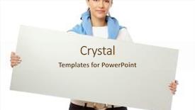  Presentation with blank - Slides featuring young woman with blank board background and a sky blue colored foreground