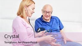  Presentation with blood pressure - Beautiful presentation theme featuring young woman with blood pressure backdrop and a lemonade colored foreground