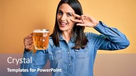  Presentation with peace - Slides consisting of young-woman-with-blue-eyes background and a teal colored foreground