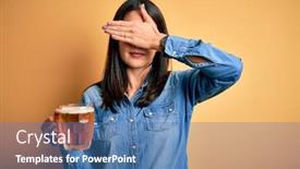  Presentation with blue eyes - Colorful presentation design enhanced with young-woman-with-blue-eyes backdrop and a teal colored foreground