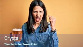  Presentation with blue eyes - Audience pleasing presentation theme consisting of young-woman-with-blue-eyes backdrop and a ocean colored foreground