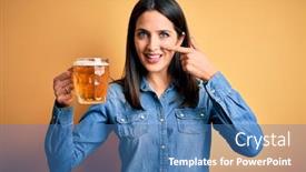  Presentation with blue eyes - Beautiful PPT theme featuring young-woman-with-blue-eyes backdrop and a teal colored foreground