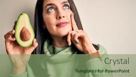  Presentation with blue eyes - Slide deck with young-woman-with-blue-eyes background and a seafoam green colored foreground