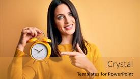  Presentation with blue eyes - Beautiful presentation theme featuring young-woman-with-blue-eyes backdrop and a gold colored foreground