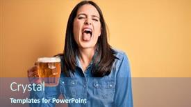  Presentation with beer - Amazing presentation having young-woman-with-blue-eyes backdrop and a ocean colored foreground