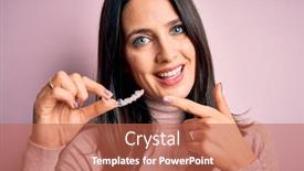  Presentation with blue pink - Presentation design with young-woman-with-blue-eyes background and a red colored foreground