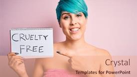  Presentation with cruelty - Beautiful slide deck featuring young-woman-with-blue-fashion backdrop and a coral colored foreground