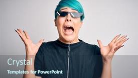  Presentation with blue eyes - Presentation theme having young-woman-with-blue-fashion background and a navy blue colored foreground