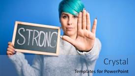  Presentation with fashion - Presentation enhanced with young-woman-with-blue-fashion background and a light blue colored foreground