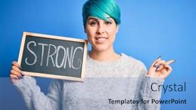  Presentation with fashion - Presentation theme consisting of young-woman-with-blue-fashion background and a light blue colored foreground