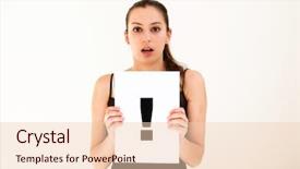  Presentation with airport boarding board - Slide set featuring young woman with board exclamation background and a lemonade colored foreground