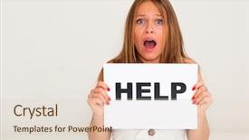  Presentation with guide dog helping blind woman - Colorful presentation enhanced with young woman with board help backdrop and a lemonade colored foreground
