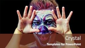  Presentation with scary halloween - PPT layouts enhanced with young woman with body painting on her face ugly scary clown halloween topic background and a tawny brown colored foreground