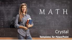  Presentation with math - PPT layouts consisting of young-woman-with-books background and a tawny brown colored foreground