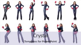  Presentation with boxing - Beautiful theme featuring young woman with boxing gloves backdrop and a light blue colored foreground