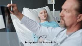  Presentation with brain cancer - PPT theme with young-woman-with-brain-cancer background and a light blue colored foreground