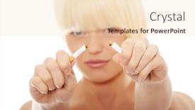  Presentation with stop smoking - Cool new slides with young woman with broken cigarette stop smoking concept backdrop and a lemonade colored foreground