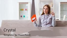  Presentation with broken home - Slide set consisting of young woman with broken leg background and a  colored foreground