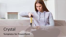  Presentation with broken leg - Cool new slides with young woman with broken leg backdrop and a  colored foreground