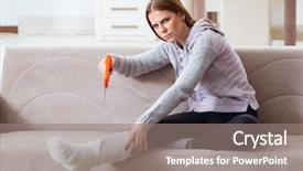  Presentation with broken leg - Colorful slide deck enhanced with young woman with broken leg backdrop and a  colored foreground