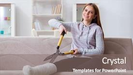  Presentation with broken leg - Presentation theme consisting of young woman with broken leg background and a  colored foreground