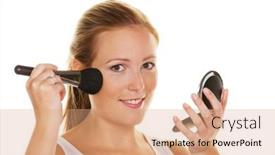  Presentation with mirror - Presentation theme having young-woman-with-brush background and a coral colored foreground