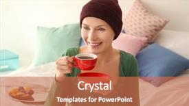  Presentation with medicine for cancer - Slides with young woman with cancer drinking background and a coral colored foreground