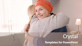  Presentation with cancer - Amazing slide deck having young woman with cancer hugging backdrop and a coral colored foreground