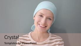  Presentation with cancer - PPT theme enhanced with young woman with cancer background and a coral colored foreground