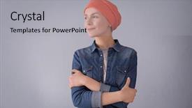  Presentation with grey - Theme consisting of young woman with cancer background and a light gray colored foreground