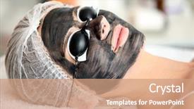  Presentation with carbon - Presentation theme having young woman with carbon nanogel background and a coral colored foreground