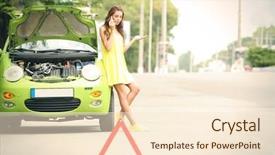  Presentation with car accident cell phone - PPT layouts featuring young woman with cell phone background and a lemonade colored foreground