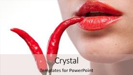  Presentation with young child brain development - Audience pleasing PPT layouts consisting of young woman with chili pepper backdrop and a soft green colored foreground