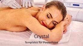  Presentation with blue eyes technology close up - Colorful slide set enhanced with young woman with close eyes backdrop and a  colored foreground