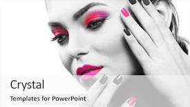  Presentation with makeup - PPT layouts having young woman with color accent background and a white colored foreground