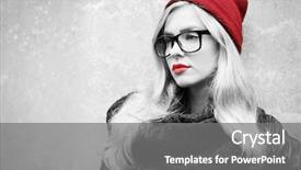  Presentation with makeup brushes and make up - PPT layouts with young woman with color accent background and a gray colored foreground