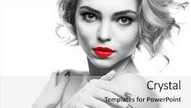  Presentation with makeup - Slide deck featuring young woman with color accent background and a  colored foreground