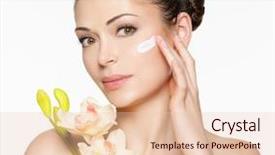  Presentation with cosmetic - Slides featuring young woman with cosmetic cream background and a lemonade colored foreground