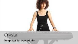  Presentation with curly hair - Theme with young-woman-with-curly-hair background and a light gray colored foreground