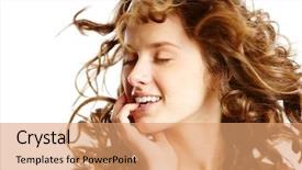  Presentation with curly hair - Presentation theme featuring young woman with curly hair background and a coral colored foreground