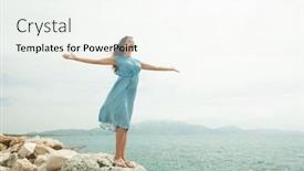  Presentation with hair dress - Beautiful theme featuring young-woman-with-dark-hair backdrop and a sky blue colored foreground