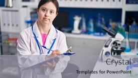  Presentation with down syndrome - Presentation consisting of young-woman-with-down-syndrome background and a light gray colored foreground