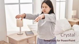  Presentation with down syndrome - Presentation theme featuring young-woman-with-down-syndrome background and a soft green colored foreground