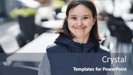  Presentation with down syndrome - PPT theme featuring young-woman-with-down-syndrome and a  colored foreground