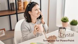  Presentation with down syndrome - Slide deck having young-woman-with-down-syndrome and a  colored foreground