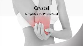  Presentation with pain - Presentation theme consisting of young woman with elbow pain background and a light gray colored foreground