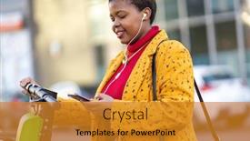  Presentation with electric scooter - Cool new theme with young-woman-with-electric-scooter backdrop and a gold colored foreground