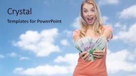  Presentation with investment money - Presentation design consisting of money finances investment saving background and a light blue colored foreground