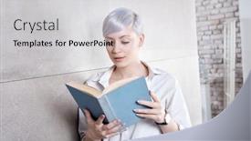  Presentation with real woman hair texture human - Beautiful slides featuring young-woman-with-extravagant-hair backdrop and a light gray colored foreground